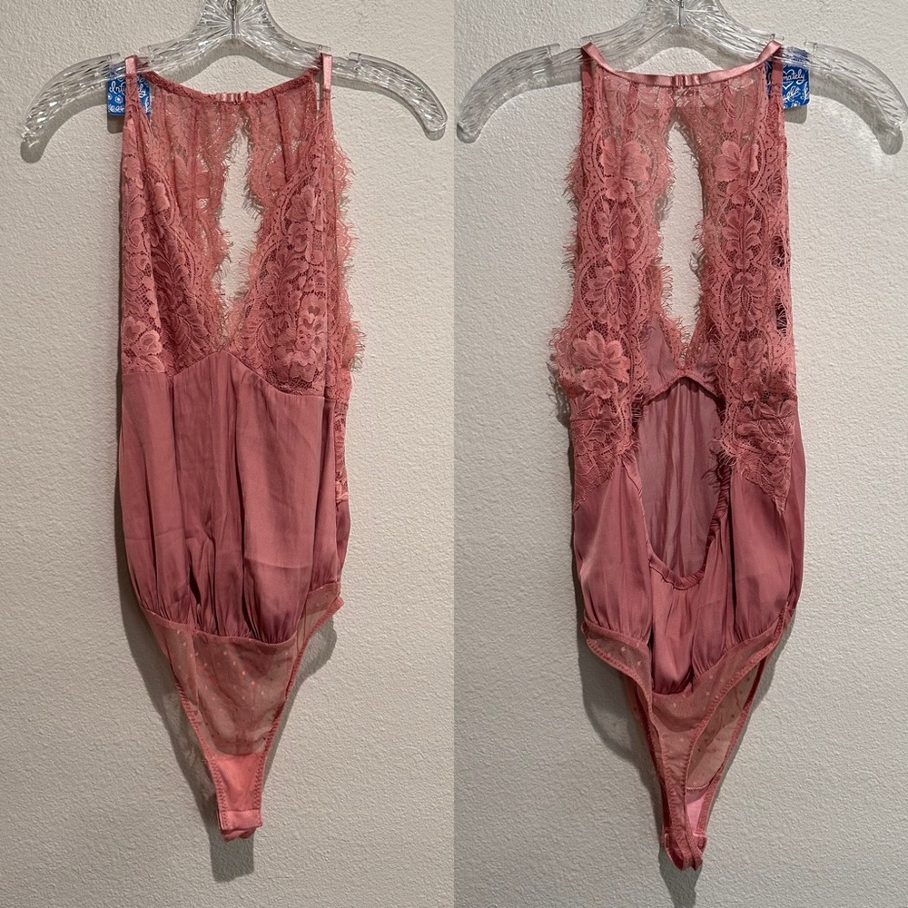 Free People Intimately Free People Bodysuit Pink Muave SZ M